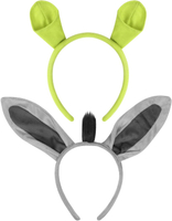 EVERMARKET 2 Pack Green Plush Donkey Ears Headband Horns HeadbandHalloween Christmas Festival Theme