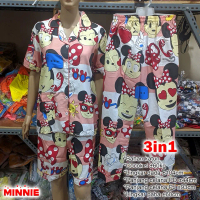3in1 Set Cotton Pajamas Tshirt, Shorts and Long Pant Celana Wanita