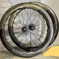 Princeton Carbon Road Bike Wheelset, Disc Brake Clincher, Tubeless, Tubular Wheels, UD Glossy Gold, Silver, Black Logo, 6560