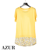 【AZUR】田園浪漫小碎花上衣-鵝黃