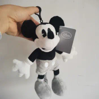 HEROCROSS Disney 25cm Classic Retro Black And White Mickey Mouse Animal Stuffed Soft Doll Tape Hook Bag Pendant
