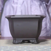 Solid Color Purple Sand Flower Pot Simple Square Bonsai Pot Home Chinese Classical Ceramic Decoration Bonsai Pot With HolesLE914