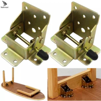4PCS Folding Bracket Iron Folding Lock Extension Table Chair Bed Leg Foldable Support Brackets Hinge Self Lock Hinges