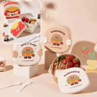 Food Container Bento Box Cartoon French Fries Burger Lunch Box with Compartments Fun Functional Kids