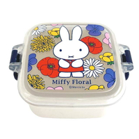 小禮堂 米菲兔 塑膠雙扣保鮮盒 Ag+ 150ml (白花朵款)