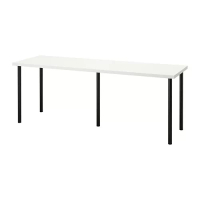 LAGKAPTEN/ADILS 書桌/工作桌, 白色/黑色, 200 x 60 公分