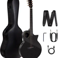 Enya Carbon Fiber Acoustic Electric Guitar X4 Pro with Hard Case, Leather Strap, USB Type-C Cable &amp; Instrument guitarra eletrica