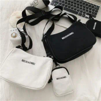 Fashion Letter Solid Color Handbags Canvas Shoulder Messenger Bag Crossbody Bags