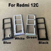 New For Xiaomi Redmi 12C Sim Card Tray Slot Holder Socket Adapter Connector Repair Parts Replacement