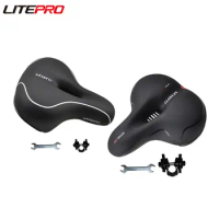Litepro Waterproof Soft Large Area Cushion MTB Road Bike Shock Absorption Leather Saddle For Folding Bicycle