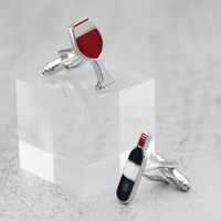 Novel Creative Drinking Glasses Design Red Wine &amp; Goblet Cufflinks For Men Quality Copper Material Men's Wedding Gifts