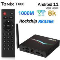 New Tanix TX66 Android 11 RK3566 Smart TV box 1000M 2.4G/5G Dual Wifi USB 3.0 8K Set Top Box 4GB 32GB Media player PK TX6S