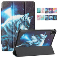Wolf Animal Painted Tablet Funda For iPad Pro 11 2020 2021 Case Tri-Fold Leather Smart Cover For iPad Pro 11 Case 2021 2020