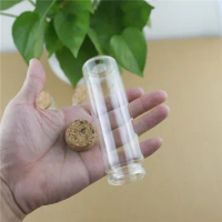 24PCS/lot 37*120mm 100ml Glass Bottles Storage Jar for Spice Corks spicy Bottle Candy Containers Vials With Cork Stopper Wedding