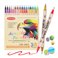 36 Colors Acrylic Paint Markers Pens Brush Dual Tip,Acrylic Paint Pen with Brush Tip and Fine Tip,Art Markers Supplies for Rock