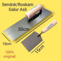 Roskam Acian Galur Asli 30cm & Sendok Semen Galur Asli Pola Kotak 15cm - Paket Hemat - Paint, Baja