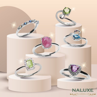 [Naluxe]天然寶石水晶活動圍戒指12款(碧璽、海藍寶、橄欖石、紫水晶、托帕石、琥珀)