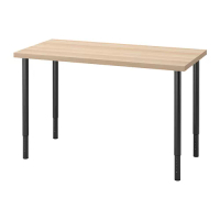 LAGKAPTEN/OLOV 書桌/工作桌, 染白橡木紋/黑色, 120x60 公分