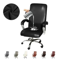 Waterproof Office Chair Cover Pu Leather Study Computer Desk Chair Covers for Boss Rotating Chair Seat Gaming Chair（Not Chair)