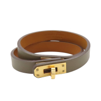 【二手名牌BRAND OFF】HERMES 愛馬仕 大象灰 皮革 Mini Kelly Double Tour 手環 U刻