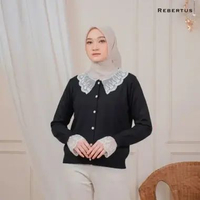 Outer Cardigan Rajut Lengan Panjang Wanita Rebertus Ariela Hitam
