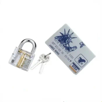 5pcs Lock Pick Card,Lock Pick Set with Practice Lock for Begginners