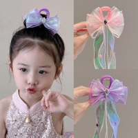 Princess Elsa Rhinestone Bow Hair Clip Children's Hair Accessories Mesh Super Fairy Frozen Headwear
