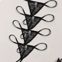 Varsbaby Women's Micro Thongs Set 4pcs Very Low Rise T-back G-string Lace Panty Underwear Thin String