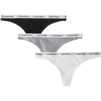 【Calvin Klein】2019女時尚全棉彈力黑灰白色丁字褲內著3件組【預購】