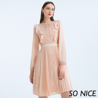 SO NICE唯美鏤空蕾絲小立領洋裝