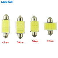 LEEWA 200Pcs/lot White 31mm/36mm/39mm/41mm COB 12SMD 12LED 1.5W Car Festoon LED Bulb Interior Dome Light 12V #CA4861