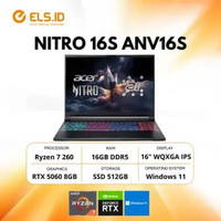 Acer Nitro 16S ANV16S 41 AMD Ryzen 7 260 16GB SSD 512GB 16" RTX5060 W11+OH2024+M365