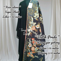 Kain celana Hitam pekat (1 meter) Batik prada (per potong)