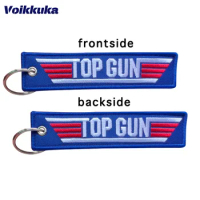 1PC 2PCS 3PCS 3 Packs Sale Top Gun Both Sides Embroidery Blue Tag Personalized Label Keychain Motorcycle Key Accessories
