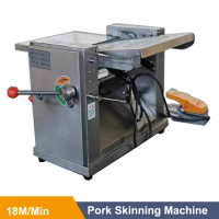 370W 0.6-6MM Adjustable Thickness Pig Meat Skinner Pork Skin Peeling Cutting Machine Price Peeling Pork Skin Machine
