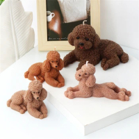 3D Lying Teddy Dog Silicone Candle Mold Poodle Animal Soap Mold Silicone Dog Mold Puppy Decor Soy Wax Candle Plaster Resin Art