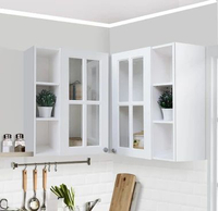 IDEA NEBRASKA KACA Kitchen Set Lemari Kabinet Dapur Kayu Putih Sudut Full Kaca