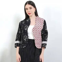 Rianty Batik Premium Wanita Atasan Outer Cardigan Lurik Garutan Exclusive Janitra Series Lining Furi