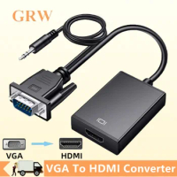 VGA to HDMI-compatible Converter Cable Full HD 1080P VGA to HDMI Cable Adapter With Audio Output for PC Laptop HDTV Projector