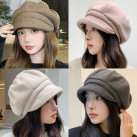 seoul show首爾秀 護耳捲邊八角帽挺版雙層鴨舌帽保暖貝雷帽