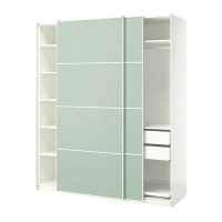 PAX/MEHAMN 滑門衣櫃/衣櫥, 白色/雙面設計 淺綠色, 200x66x236 公分