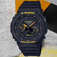 【CASIO 卡西歐】G-SHOCK 藍牙連線 農家橡樹 黑黃時尚 太陽能雙顯腕錶 禮物推薦 畢業禮物(GA-B2100CY-1A)