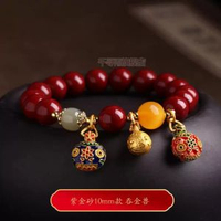 硃砂吞金獸手鍊女一家三口天然手串男情侶飾品端午禮物