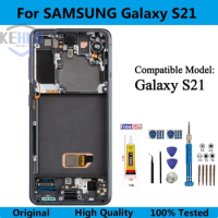 For Samsung Galaxy S21 5G Display Touch Screen Digitizer Panel Assembly WITH FRAME SM-G991B G991B/DS Premium Second-hand Lcd