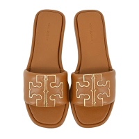 TORY BURCH TORY BURCH 雙T皮革拖鞋(棕)