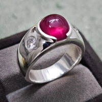 natural ruby Mozambique est 6ct ring silver 999.9 handmade size 20