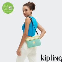 『千層包』Kipling 黃綠撞色拼接單肩隨身斜背包-EASY RIRI L