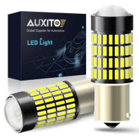 AUXITO 2Pcs 1156 P21W BA15S LED Lamp T20 7443 LED CANBUS No Error 6000K White T25 3157 DRL Car Reverse Parking Signal Light Bulb
