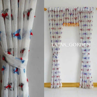 Gorden Satu Set Motif Kupu-Kupu Cantik Bahan Vitrase Rubiah Kekinian