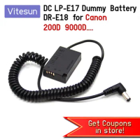 LP-E17 Dummy Battery DR-E18 Spring Cable for Canon EOS Rebel T7i T6i 760D 8000D T6s KISS X8i 77D 200D 250D 850D 9000D Camera